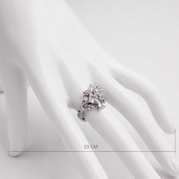 Gothic Thorn Sterling Silver Ring with Crystal and Amethyst Accents - Image 4