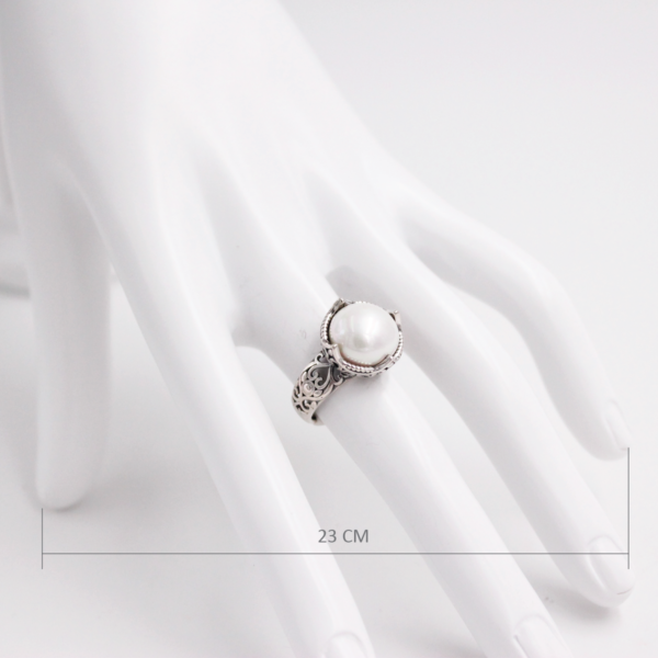 Majestic Filigree Sterling Silver Ring with Pearl - Image 4