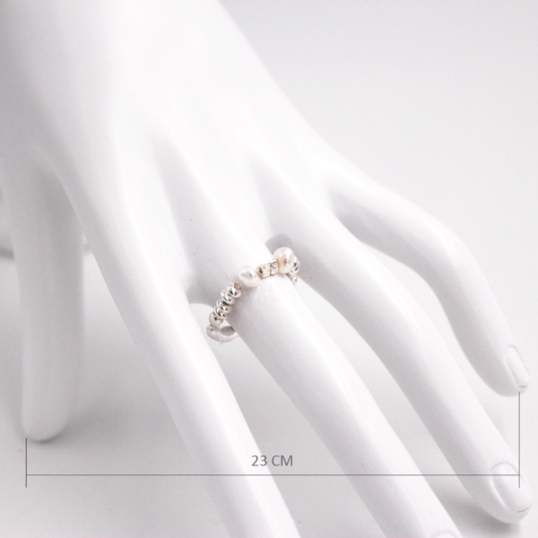 Harmony Sterling Silver Ring with Freshwater Pearls and Beaded Accents - Image 4