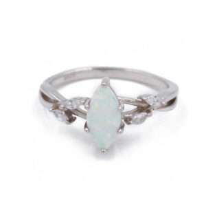 Ethereal Marquise Opal Ring with Cubic Zirconia Accents