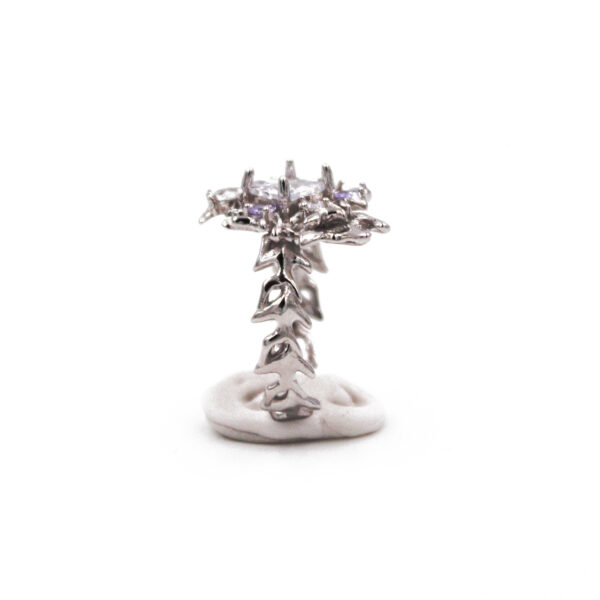 Gothic Thorn Sterling Silver Ring with Crystal and Amethyst Accents - Image 3