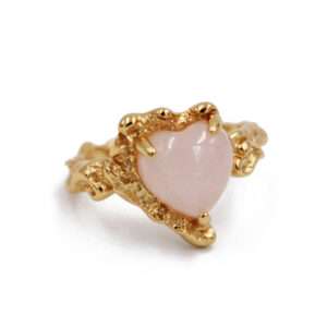 Golden Heart Ring with Rose Agate