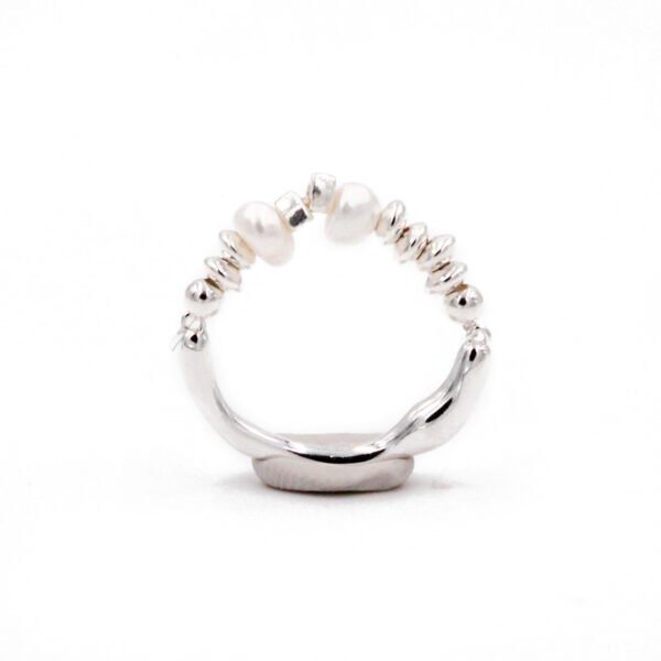 Harmony Sterling Silver Ring with Freshwater Pearls and Beaded Accents - Image 2
