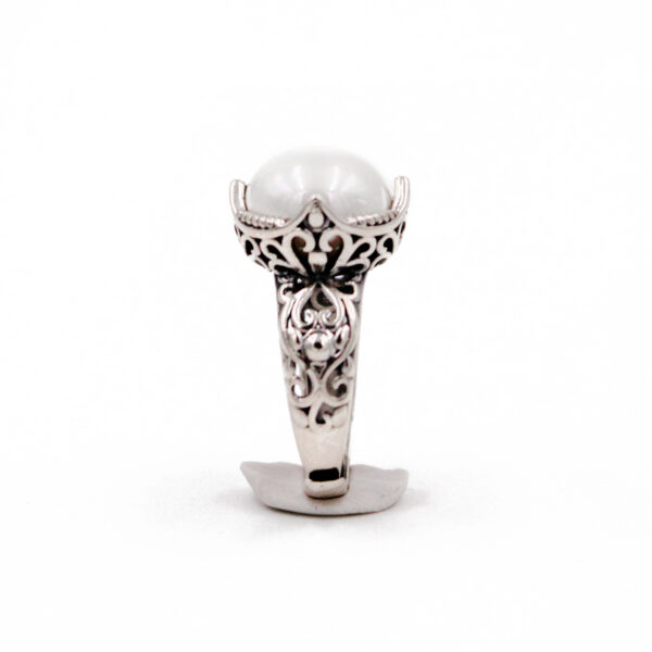 Majestic Filigree Sterling Silver Ring with Pearl - Image 2