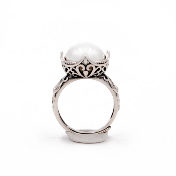Majestic Filigree Sterling Silver Ring with Pearl - Image 3