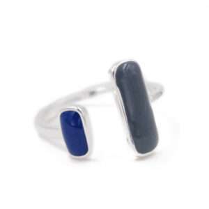 Midnight Duo Sterling Silver Ring with Onyx and Hematite