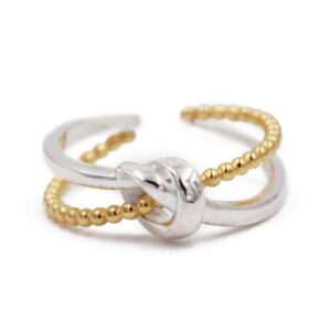 Two-Tone Knot Beaded Open Ring