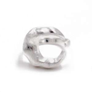 Textured Organic Silver Crescent Moon Statement Ring